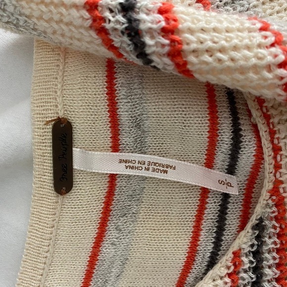 Free People Orange Gray Stripe Sailor Knit Crochet Tank in Cream Size Small - Picture 3 of 6